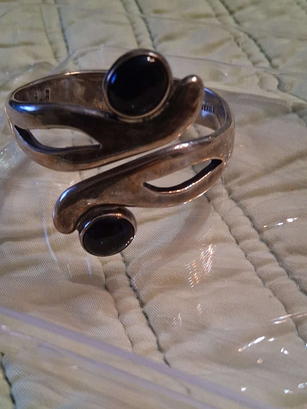 Sterling Silver Black Onyx Open Cuff Bracelet
